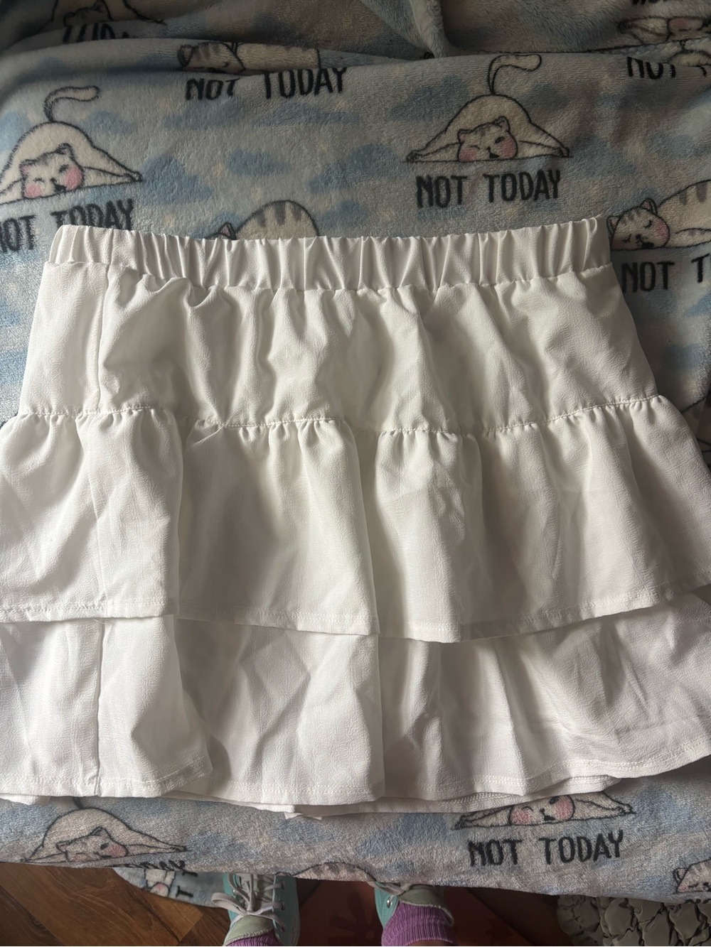 T.J.Maxx White Tiered Ruffle Skater Mini Skirt